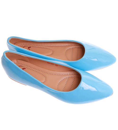 Niebieskie klasyczne baleriny damskie /G5-2 17745 W088/