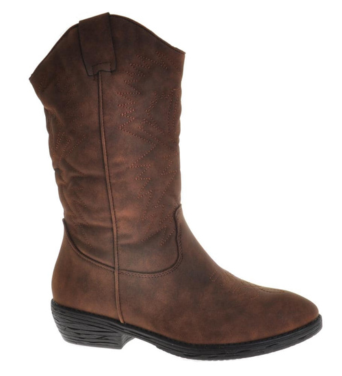 Kowbojki damskie ocieplane Brązowe /G13-2 10151 S296/