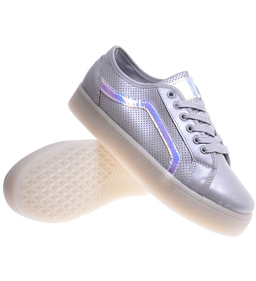 Srebrne trampki creepersy na platformie /F7-3 10818 S198/