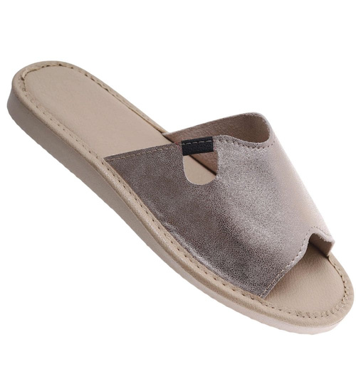 Odkryte kapcie damskie Złote /F4-1 17649 S165/