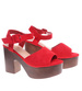 Czerwone damskie sandały na platformie /G6-3 13105 T192/