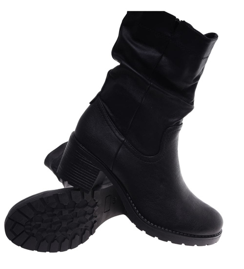 Damskie botki z wysoką cholewką Czarne ost490