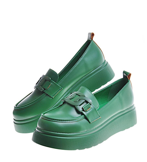 Zielone półbuty oxfordy na platformie 12310 /A10-3 2052-207 T695/
