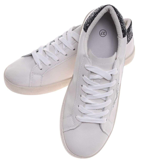 Trampki damskie sznurowane białe buty /F7-3 18689 G155/