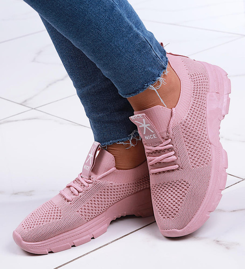 Wsuwane damskie buty sportowe Różowe /A9-3 13100 S396/