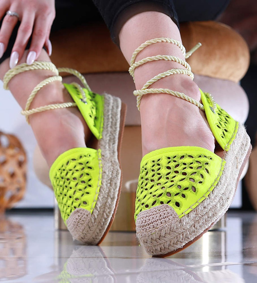 Fluorestencyjne sandały espadryle Green /A4-3 13893 T178/