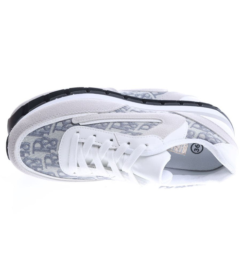 Sznurowane szare sportowe buty damskie /C2-2 15040 T288/