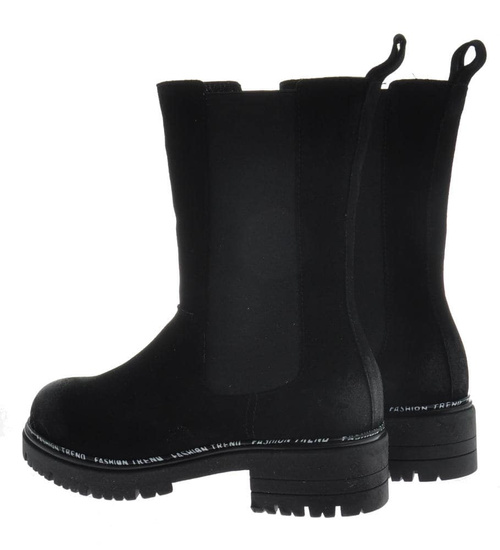 Kozaki damskie z krótką cholewką Czarne /E6-1 9990 S199/