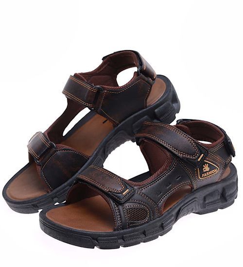 Brązowe męskie sandały rzymianki /B7-1 16502 T300/