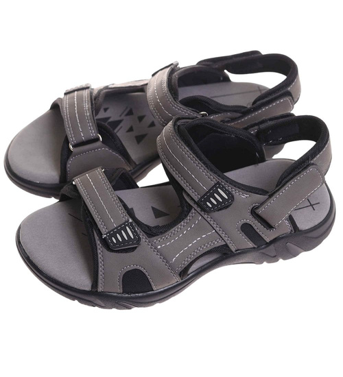 Szare chłopięce sandały na rzepy /F6-3 17920 T459/