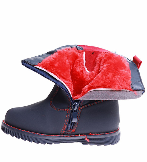 Ocieplane granatowe kozaki dziewczęce /A1-2 17143  T292/