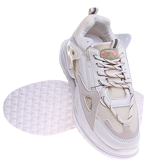 Beżowe buty sportowe damskie /F7-3 15957 G276/