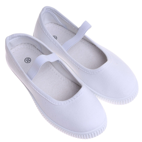 Wsuwane białe dziewczęce tenisówki balerinki czeszki z paseczkiem /B2-2 17308 T125/