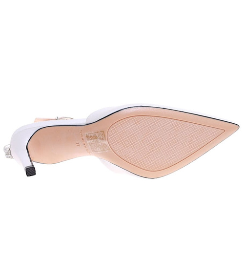 Białe czółenka szpilki z paskiem /E1-1 16195 G155/