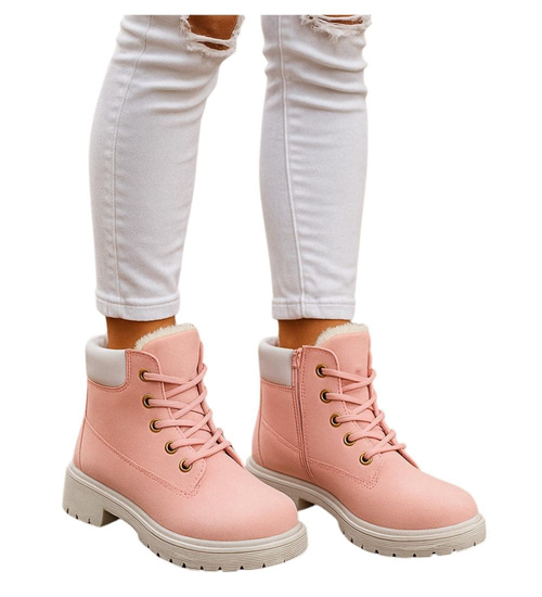 Różowe dziewczęce trapery z futerkiem /A4-3 16995 T295/