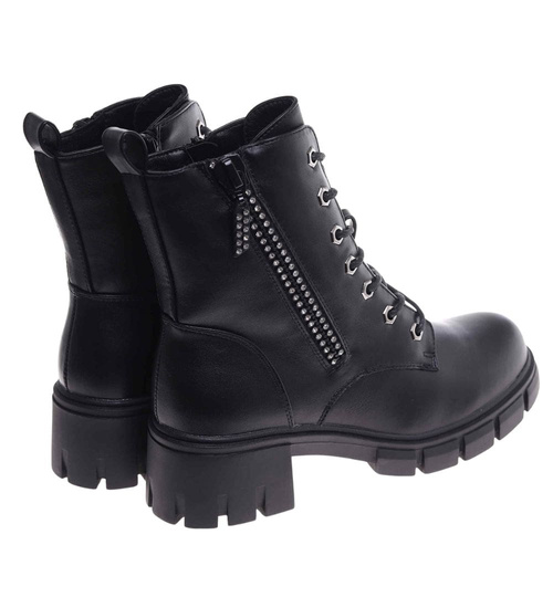Botki trapery sznurowane z cyrkoniami /B4-3 18178 T434/