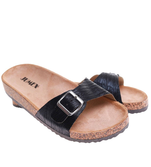  Czarne profilowane klapki damskie /G7-2  17715 T182/