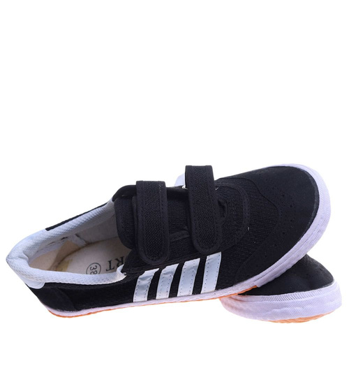 Chłopięce czarne trampki halówki na rzep /E3-1 17642 T137/