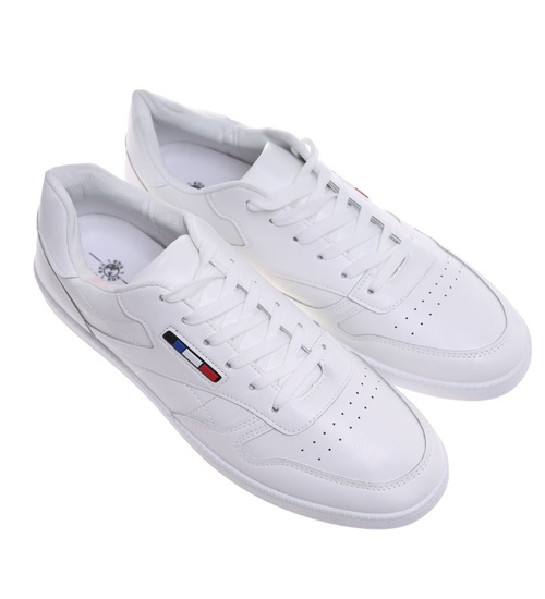 Wygodne białe sznurowane trampki męskie ost522