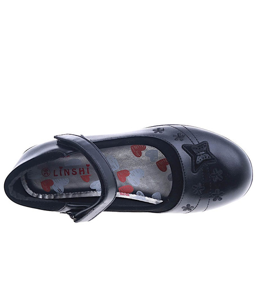 Czarne dziewczęce balerinki z paskiem na rzep CZARNE /G2-3 7584 S191/