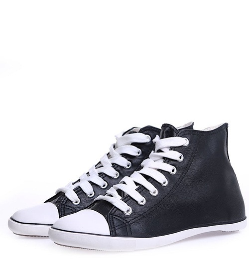 Czarne trampki damskie z wysoką cholewką /E5-2 15283 S097/