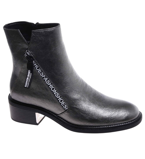 Metaliczne botki z wysoką cholewką /A5-2 18078 T333/