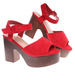 Czerwone damskie sandały na platformie /G6-3 13105 T192/