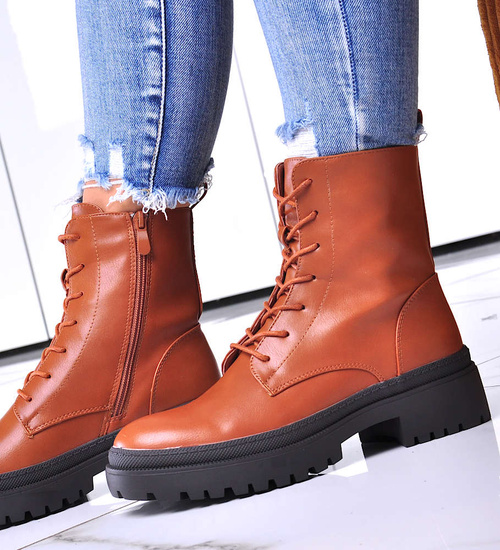 Brązowe botki trapery z ociepleniem /B3-1 12503 T343/