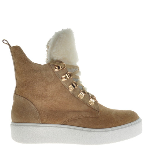 Beżowe botki damskie skórzane Filipczyk /A10-2 10170 S197/