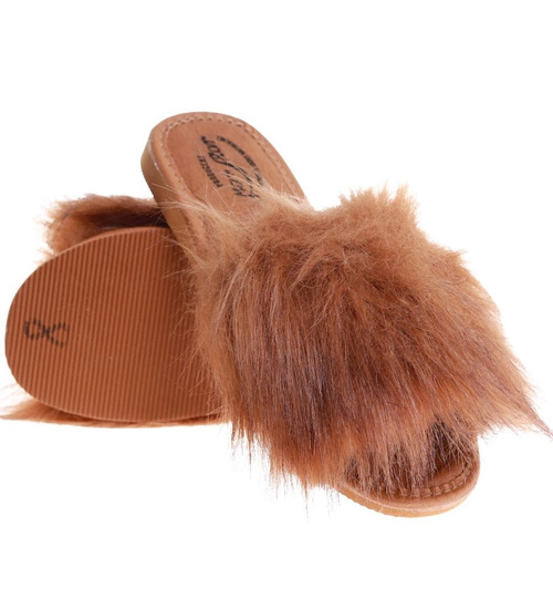 Rude damskie klapki z kudłatym futerkiem Premium /F8-1 11399 S292/