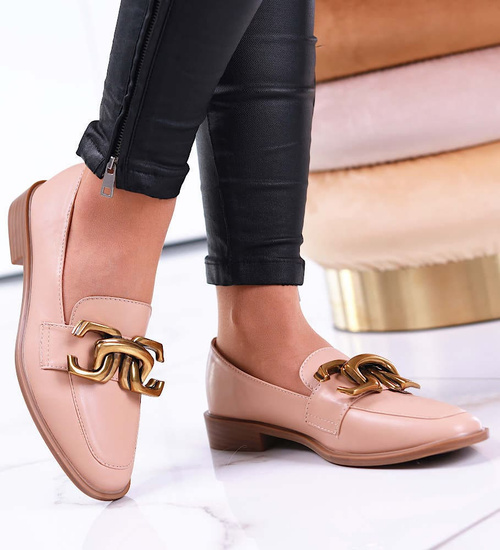 Półbuty oxfordy z ozdobą Khaki /A6-2 11601 T581/