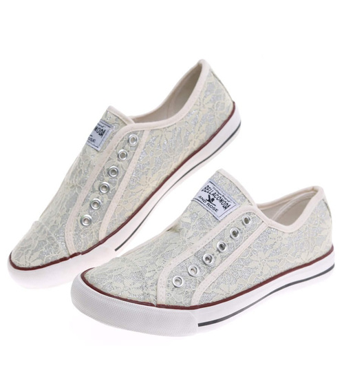 Wsuwane trampki damskie Ecru /A2-1 16492 G8-6/