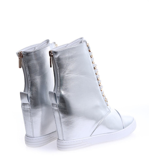 Srebrne damskie trampki sneakersy na koturnie Seastar /C6-2 15103 T937/