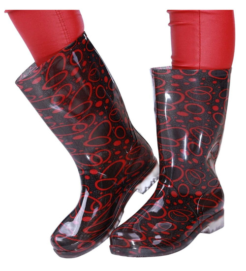 Kalosze gumiaki damskie bordowo czarne G2-1 / 14708 T345/