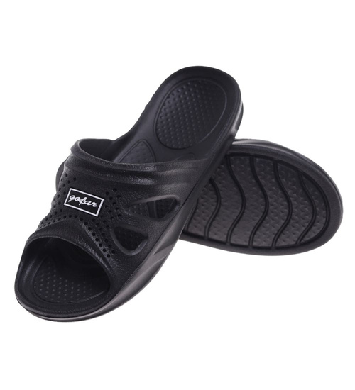 Basenowe klapki męskie Czarne /G7-1 11702 T195/