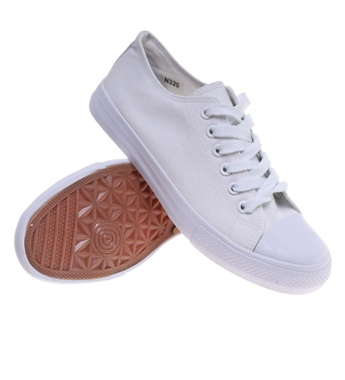 Klasyczne białe trampki damskie z niską cholewką OST494