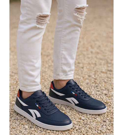 Sznurowane granatowe trampki męskie /B2-2 18146 T226/