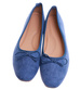 Baleriny damskie z kokardą buty zamszowe granatowe /D1-3 17541 G133/