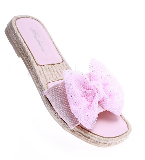 Różowe klapki dla dziewczynki kokarda /F5-1 14590 T198/