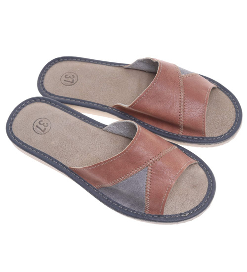 Szaro brązowe klapki domowe /G13-1 10934 S195/