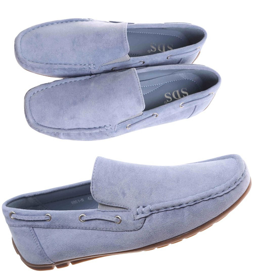 Buty męskie wsuwane błękitne mokasyny /F1-3 17817 T384/