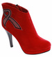 Czerwone damskie botki na szpilce /F7-2 16621 T140/