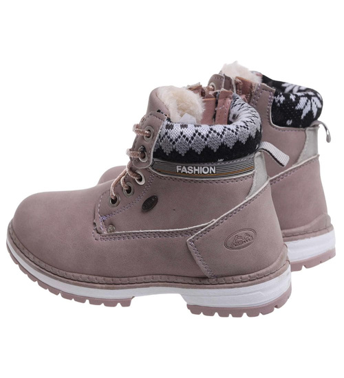 Ocieplane różowe botki trapery dziewczęce /D2-2 18295 T384/