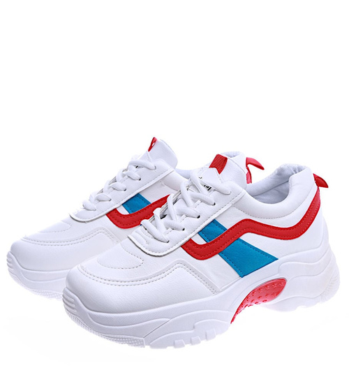 Białe sznurowane buty sportowe /G13-2 14261 T291/