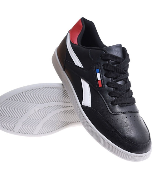 Sznurowane czarne trampki męskie /D1-2 18147 T226/