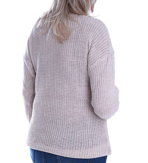 Beżowy sweterek damski z wzorkiem Size Plus /H2 A2-2 UB484 T189/