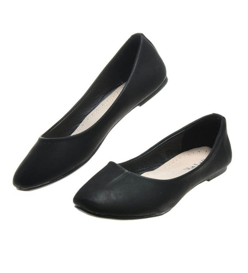 Gładkie balerinki damskie CZARNE /F3-2 4566 S170/