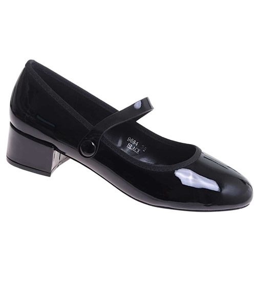 Czarne czółenka z paskiem na niskim obcasie /C2-2 17731 W187/