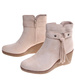 Beżowe zamszowe botki damskie na koturnie /G13-2 18212 T331/