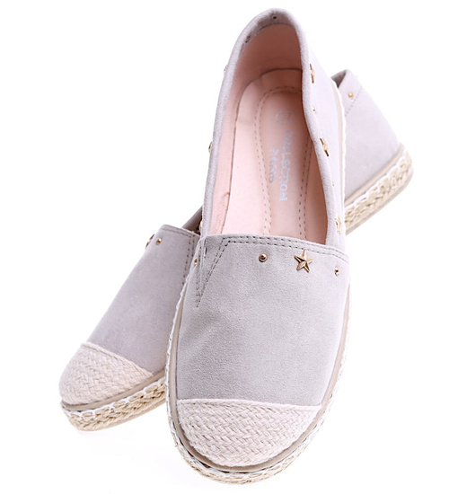 Szare balerinki espadryle /C7-2 15636 T196/